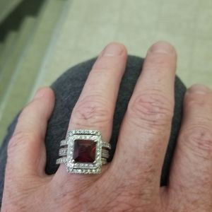 White gold with Garnet wedding set